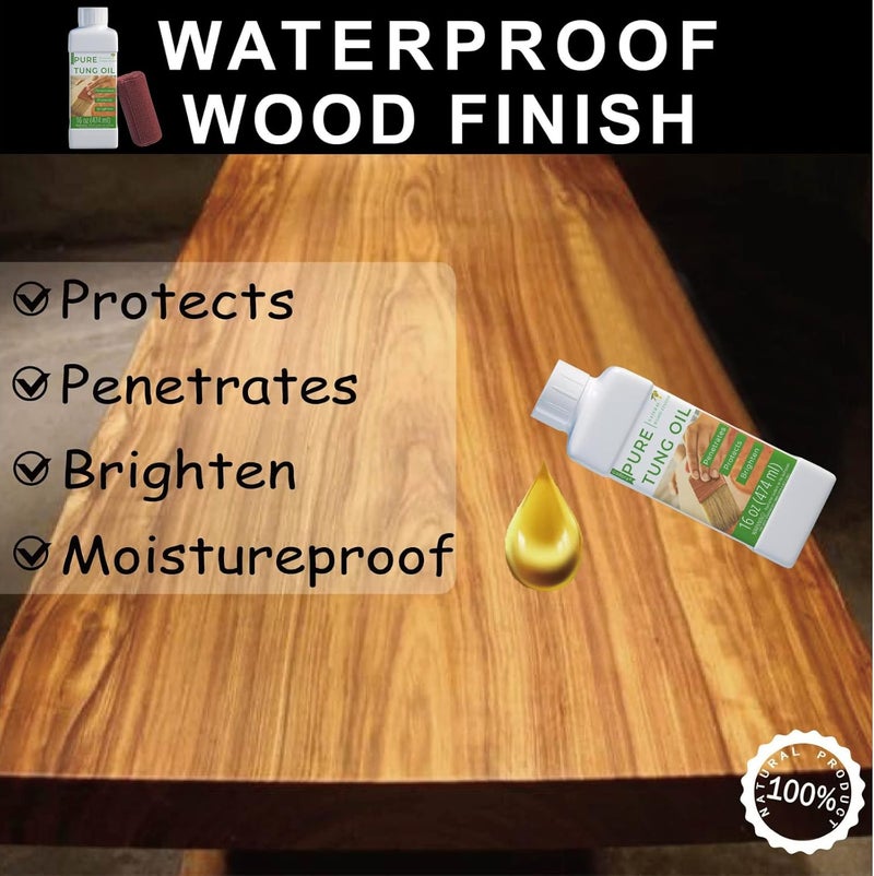 Godora 16 oz Pure Tung Oil for Wood Finishing, Wood Sealer for Indoor & Outdoor Favored by Craftsmen, Waterproofing Tung Oil for Wood Products, Perfect Food Safety Tung Oil for Furniture & Countertops - Image 4